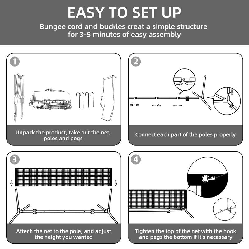 Portable Badminton & Tennis Net Set – Adjustable 3–6m Width, Easy Setup