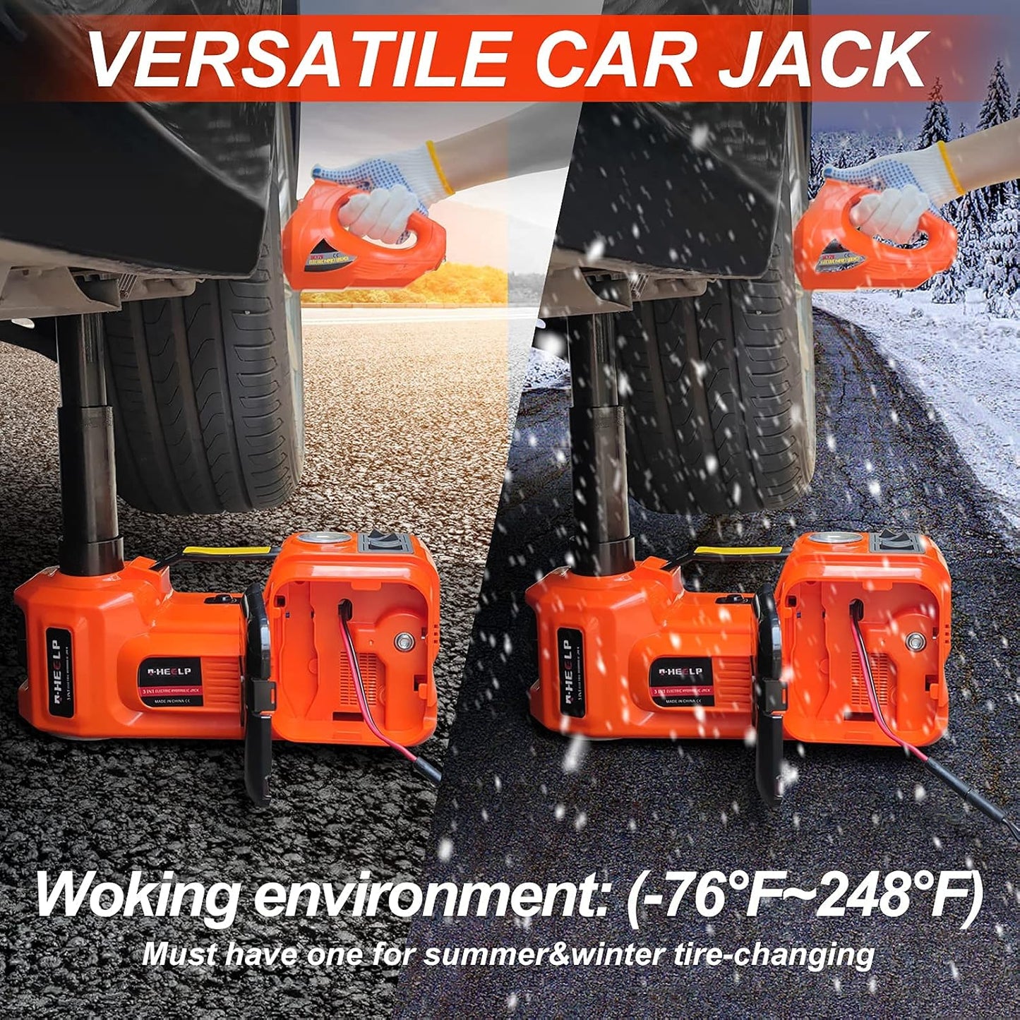 Electric Car Jack, 5 Ton/11023 LBS Hydraulic Car Jack, Portable Car Jack Lifting with Built-in Inflatable Pump and LED Light, Car Jack for SUV MPV Sedan Truck Change Tires Garage Repair