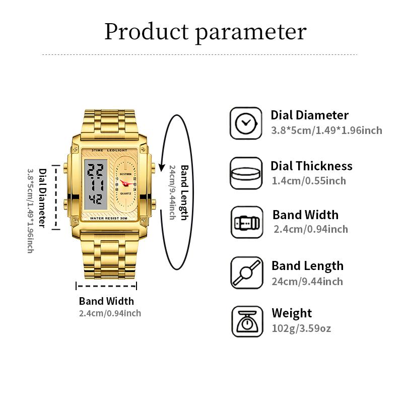 ⏳Limited Time Special 50% OFF💥🎁Men's Square Creative Dual-Movement Multifunctional Sports Watch