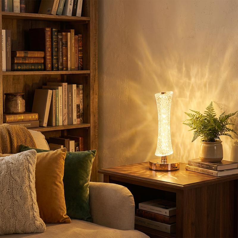 Crystal Table Lamp for Bedroom, Bedside Lamp with Adjustable Brightness, Elegant Home Decor Light for Living Room, Study & Office