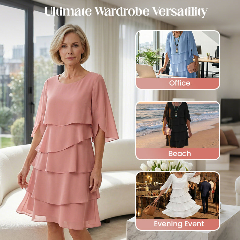 🌸Spring Sale 59% OFF🎁👗Women's Elegant Layered Ruffle Sleeve Dress – Effortless Style for Every Occasion💃