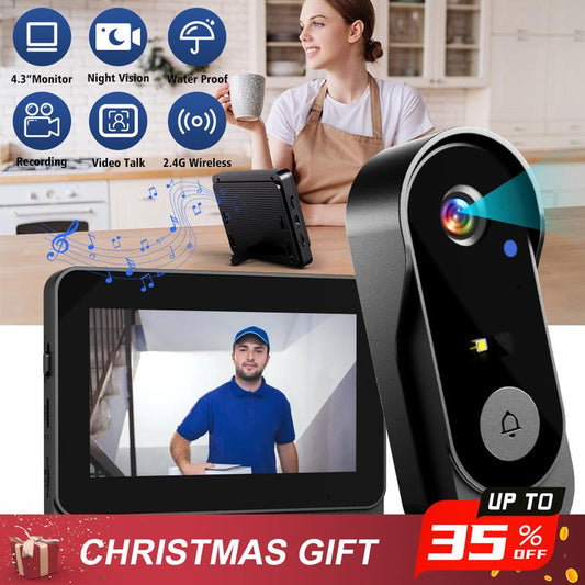 X8 A Wireless Doorbell Camera, Rechargeable Smart Visual Doorbell, Modern Home Security Doorbell with Night Vision, Safety Intercom for Privacy, Alarm, Sensor，waterproof