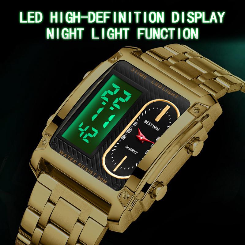⏳Limited Time Special 50% OFF💥🎁Men's Square Creative Dual-Movement Multifunctional Sports Watch