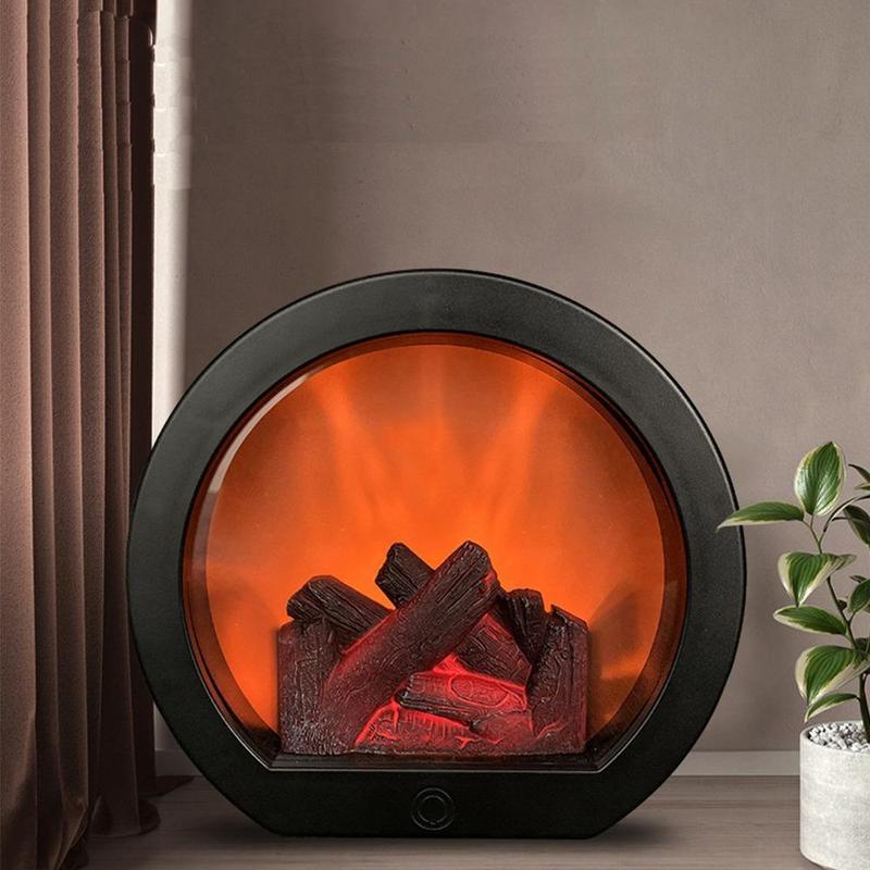 🔥Smart Touch Electric Fireplace Lamp, Decorative Fireplace Lantern LED Light, Simulation Light with Touching Switch, USB/Battery Powered Fireplace Light for Home Room Decor