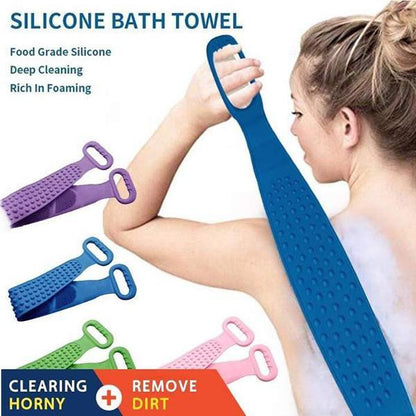 🧼Double-Sided Silicone Back Scrubber, Exfoliating Body Brush Strap, Gentle Bathing Accessory for All Skin Types, Body Brush for Showering, Flexible Silicone Body Brushes
