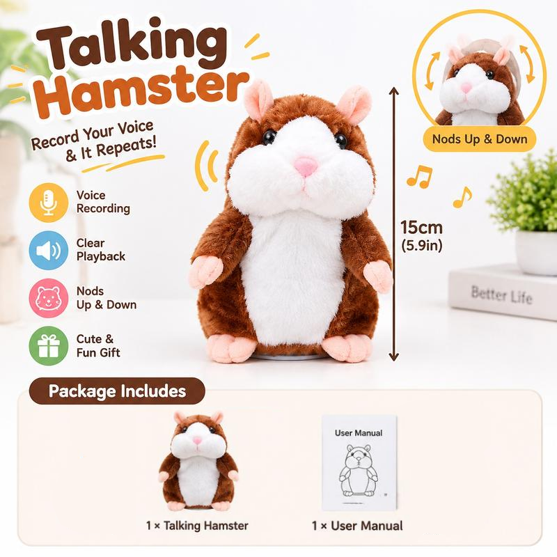 🐹 50% Off Now ✨ Talking Hamster Plush Toy — Repeats Your Voice & Bobs Its Head 🎁
