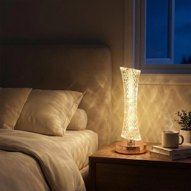 Crystal Table Lamp for Bedroom, Bedside Lamp with Adjustable Brightness, Elegant Home Decor Light for Living Room, Study & Office