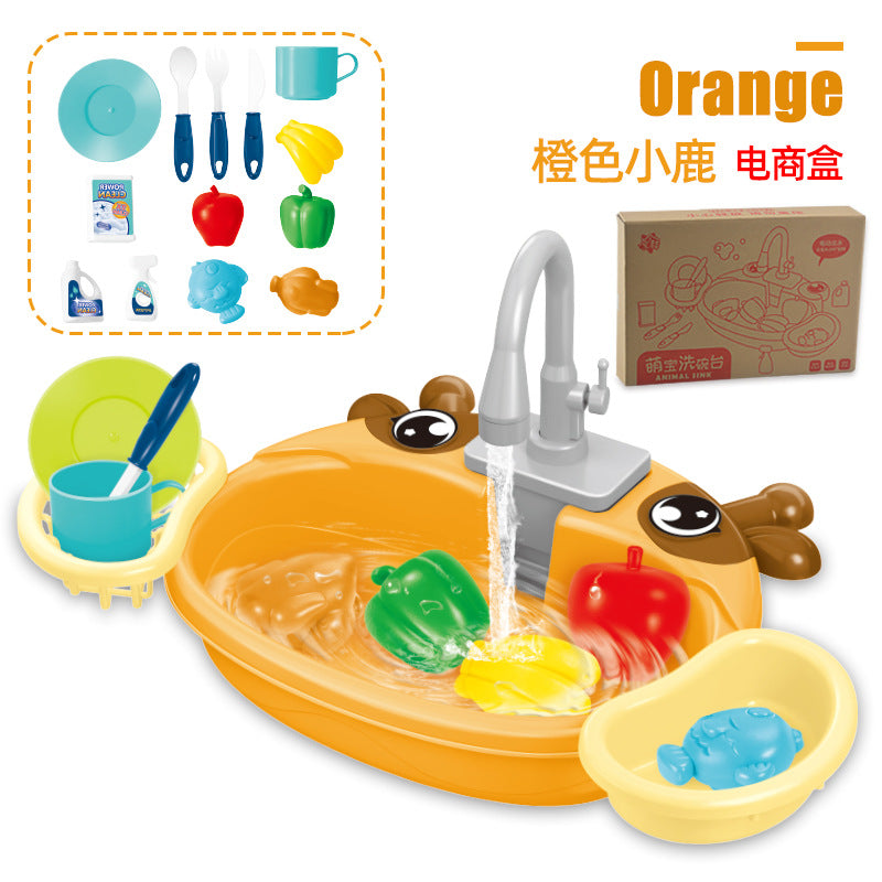 Cute Kitchen Sink Toy Set with Water Faucet, Play Kitchen Accessories, Pretend Cooking Set, Fun Pretend Play for Boys & Girls Ages 3-6, Parent-Child Interaction Birthday Gift