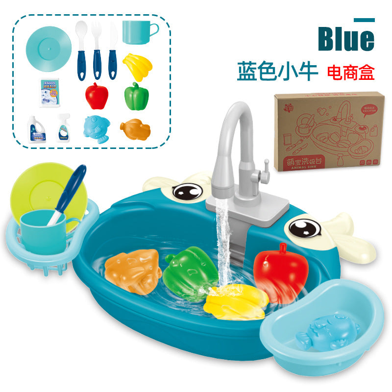 Cute Kitchen Sink Toy Set with Water Faucet, Play Kitchen Accessories, Pretend Cooking Set, Fun Pretend Play for Boys & Girls Ages 3-6, Parent-Child Interaction Birthday Gift