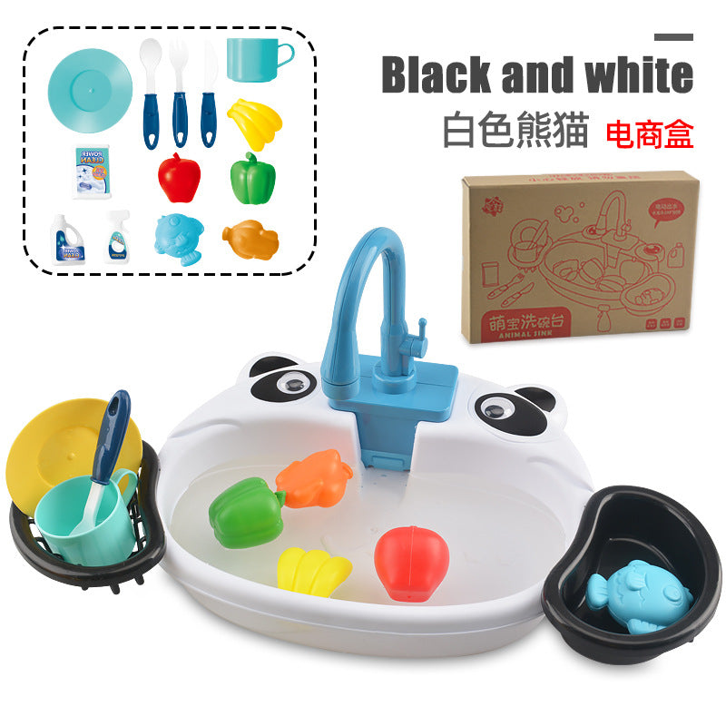 Cute Kitchen Sink Toy Set with Water Faucet, Play Kitchen Accessories, Pretend Cooking Set, Fun Pretend Play for Boys & Girls Ages 3-6, Parent-Child Interaction Birthday Gift