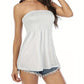 Plus Size Solid Ruffle Hem Shirred Tube Top