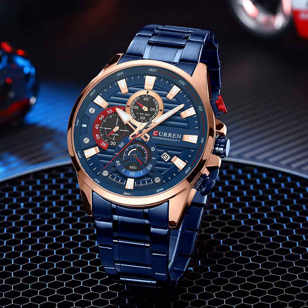 🔥Men's Fashion Classic Multifunctional Steel Band Watch