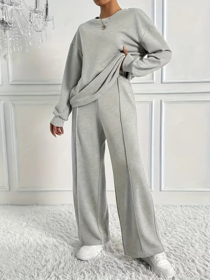✨🔥Women's Cozy Long-Sleeve Top & Pants Set👚