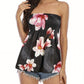 Plus Size Solid Ruffle Hem Shirred Tube Top