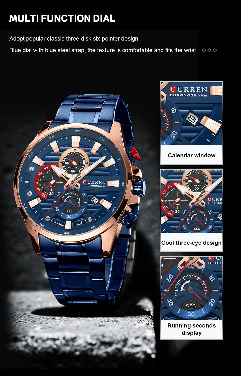 🔥Men's Fashion Classic Multifunctional Steel Band Watch