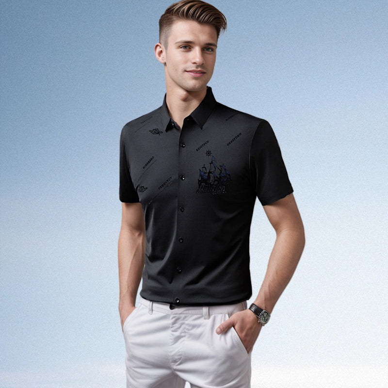 ❄️Men's Business Ice Silk Short Sleeves Button Down Shirt🔥