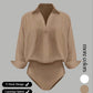 Women's Long Sleeve Button-Down Bodysuit Shirt