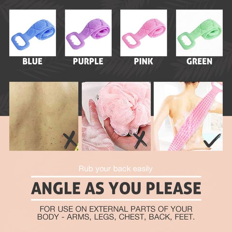 🧼Double-Sided Silicone Back Scrubber, Exfoliating Body Brush Strap, Gentle Bathing Accessory for All Skin Types, Body Brush for Showering, Flexible Silicone Body Brushes