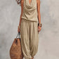 📢📢50% OFF !! ⏰ Sleeveless Cowl Neck Jumpsuit – Halter, Wide-Leg, Elegant 🍷