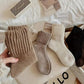 Nyzfexk Women's Solid Mid-calf Socks, Casual Soft Comfy Warm Socks for Fall & Winter