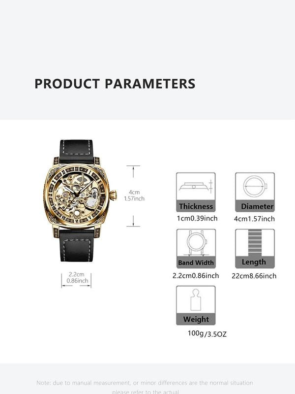 💥Hot Sale 50% Discount⌚Business Fashion Round Dial Leather Strap Analog Mechanical Watch