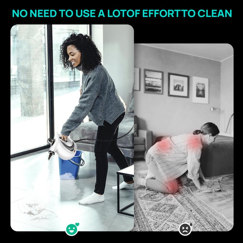 Pressurized Handheld Multi-Surface Natural Steam Cleaner with 12 pcs Accessories, Multi-Purpose Steamer for Home Use, Cleaning Floor, Kitchen,Spring