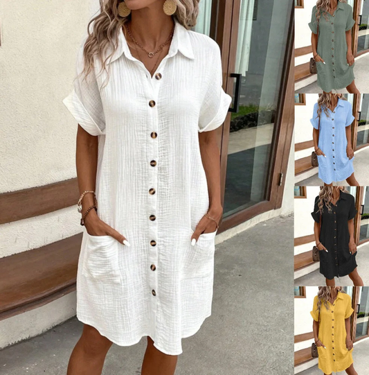💎50% OFF! 💎✨Women’s Summer Midi Dress – Breezy, Flattering & Effortlessly Chic! Lightweight Button-Down with Pockets 🇬🇧☀️