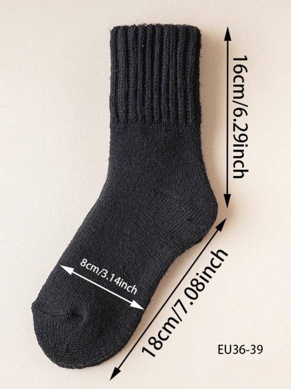 Nyzfexk Women's Solid Mid-calf Socks, Casual Soft Comfy Warm Socks for Fall & Winter