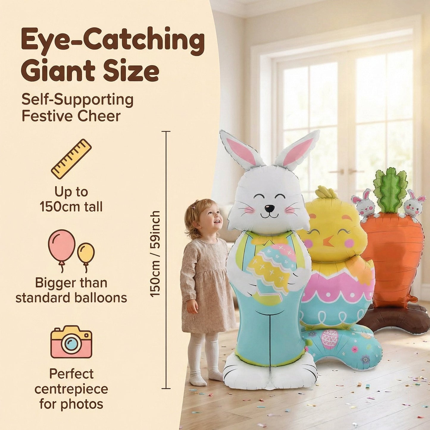 🐰 Easter Sale: 50% OFF！！🎉Giant 3D Standing Bunny Balloon Self-Supporting Festive Cheer