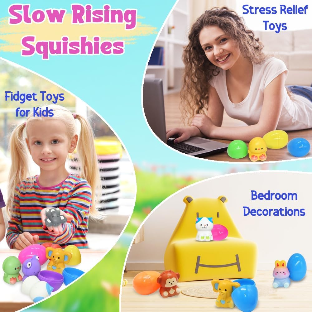 🔥Last Day Special Price !!⚡50K+ SOLD🎁12/24PCS Easter Eggs Prefilled Slow Rising Squishy Toys