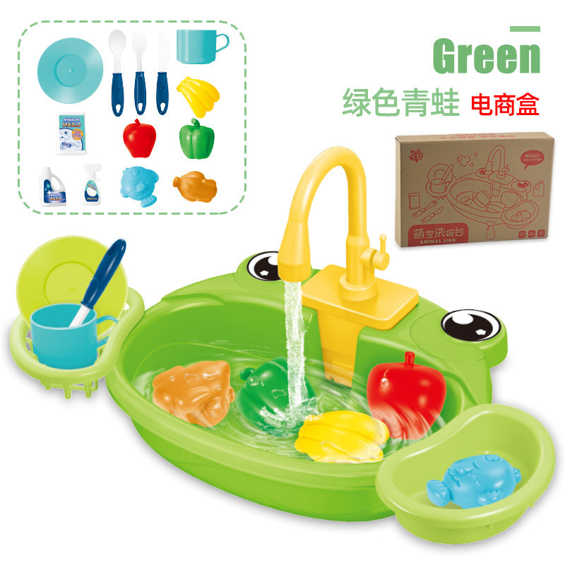 Cute Kitchen Sink Toy Set with Water Faucet, Play Kitchen Accessories, Pretend Cooking Set, Fun Pretend Play for Boys & Girls Ages 3-6, Parent-Child Interaction Birthday Gift