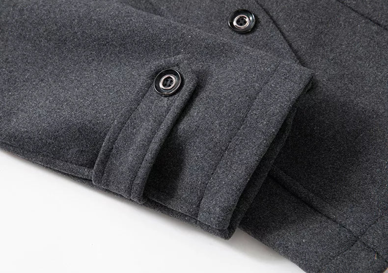 Men's Business Woolen Coat Fashion Double Neck Medium And Long Woolen Coat