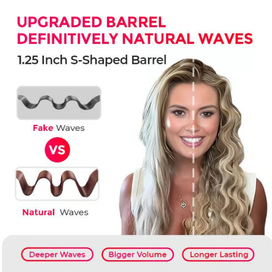 French Wave Curling Iron, Fast Heating Adjustable Temperature, 1.6m Extension Cord, Suitable for Any Hairstyle Hair Type