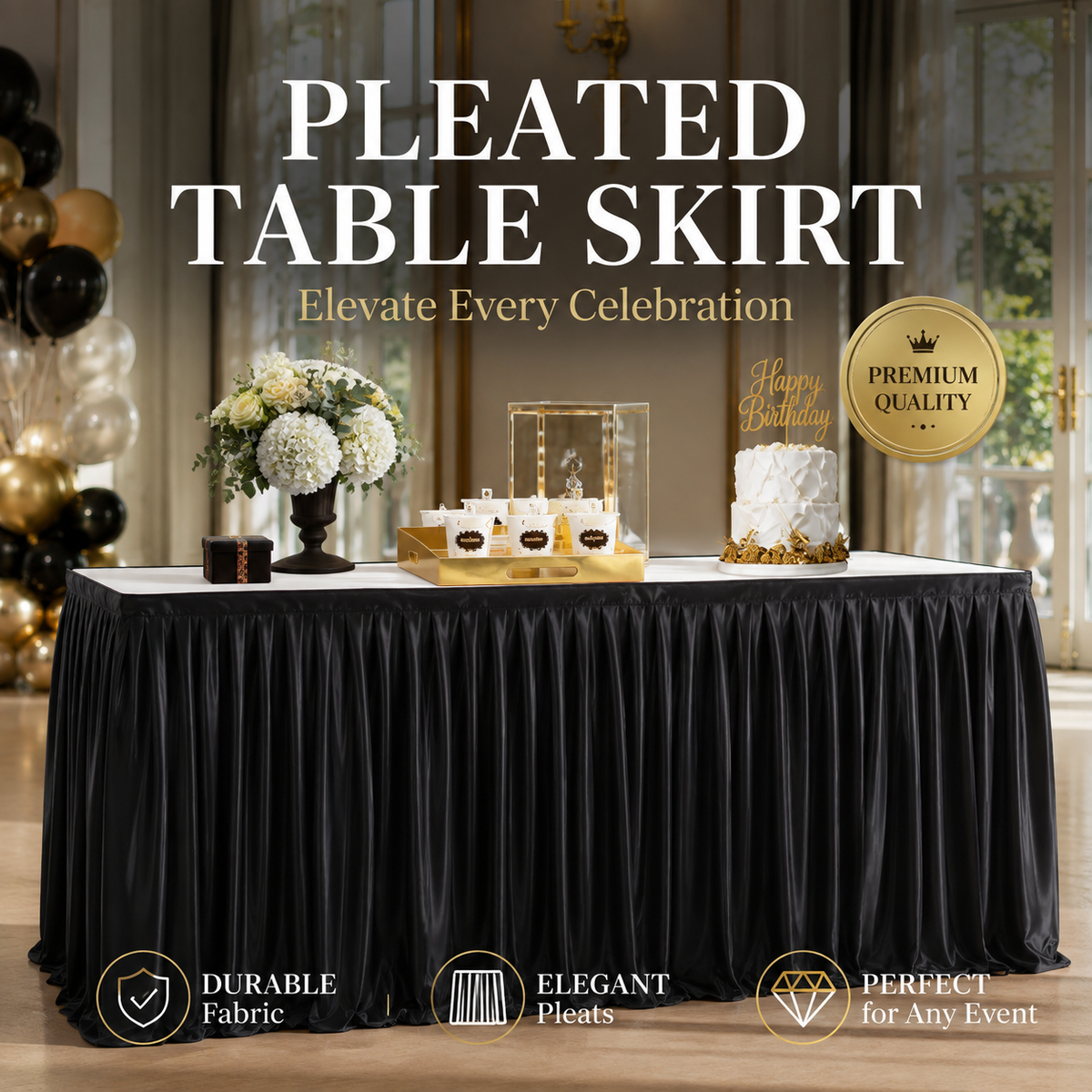 ⏳🔥LIMITED-TIME 50% OFF! ⏰Pleated Table Skirt for Events🌹