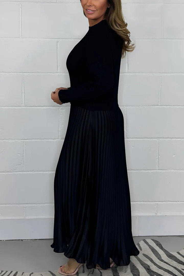 ⏳Limited-Time 50% OFF⏰Women's solid color Long Sleeve Jumper & Pleated Bottom Dress👚👗