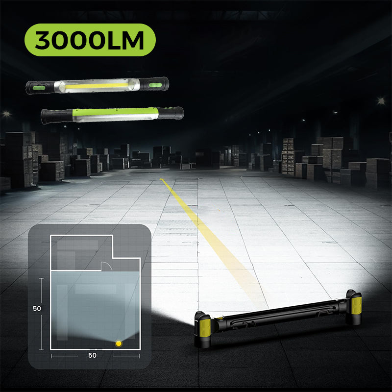 🛠️⚡ Rechargeable LED Work Light with Hook – 50% OFF! 3 modes, dual 2600mAh batteries, 3+ hours runtime – tough & portable.