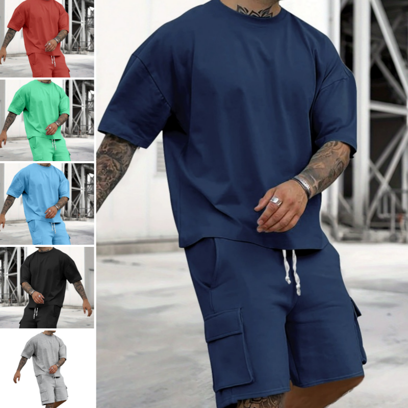 Men's Casual Short Sleeve T-Shirt Shorts Set