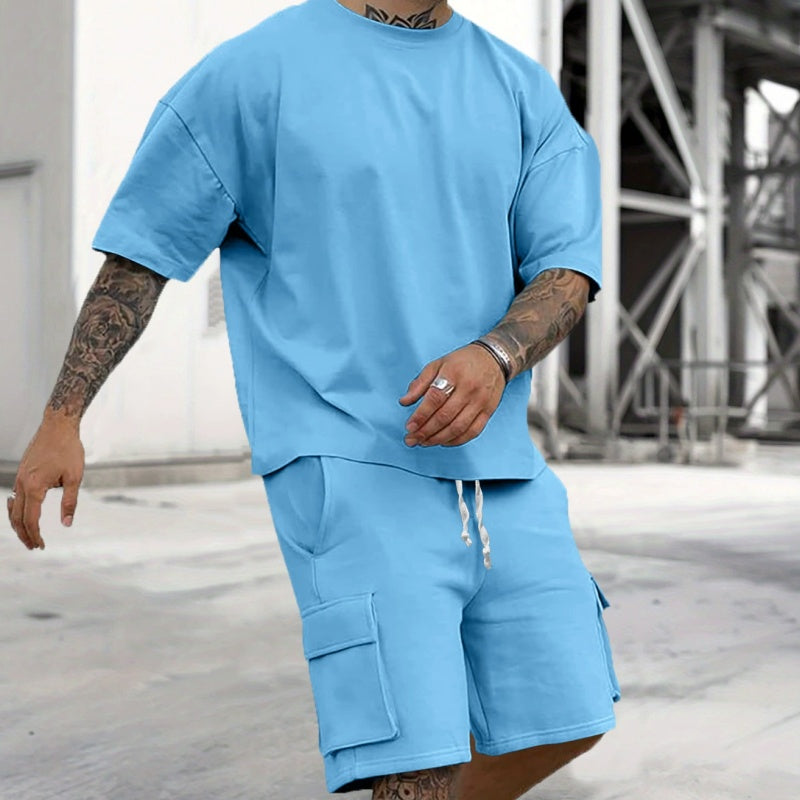 Men's Casual Short Sleeve T-Shirt Shorts Set