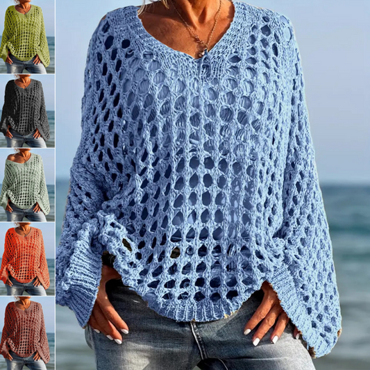 👚 49% OFF NOW! 🌸 Women's Crochet Knit Top – Stylish Open-Knit, Relaxed Fit & Breathable ☀️