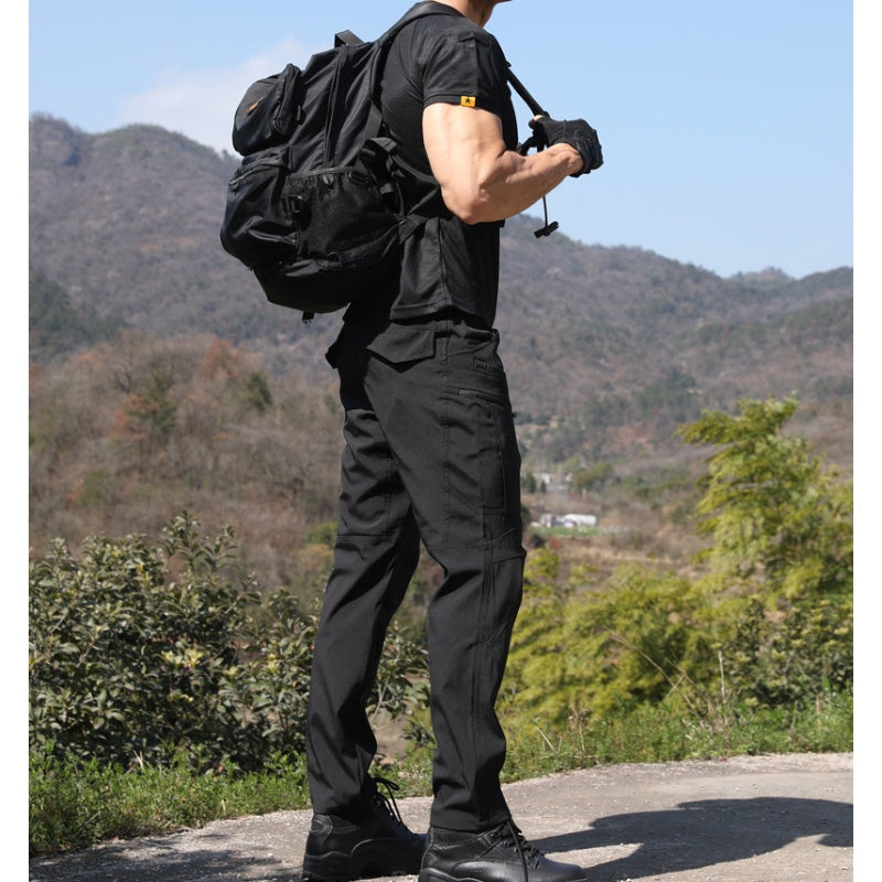 Men's Solid Color Slim-fit Cargo Pants for Spring and Autumn