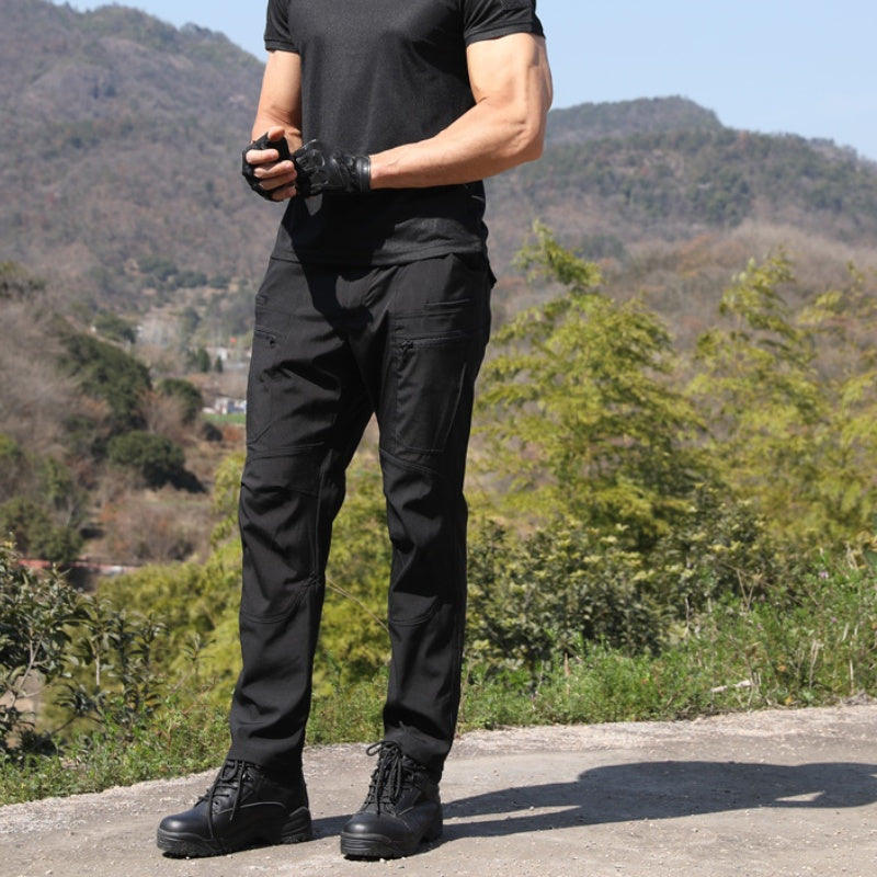 Men's Solid Color Slim-fit Cargo Pants for Spring and Autumn