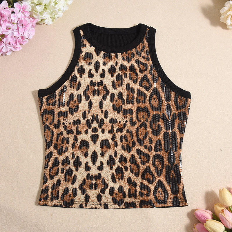 🔥Hot Sale 50% OFF🔥Sequin Round Neck Slim Fit Tank