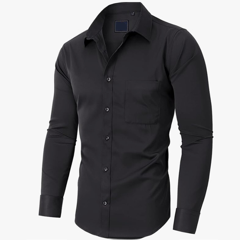 Solid color stain-resistant long-sleeved shirt