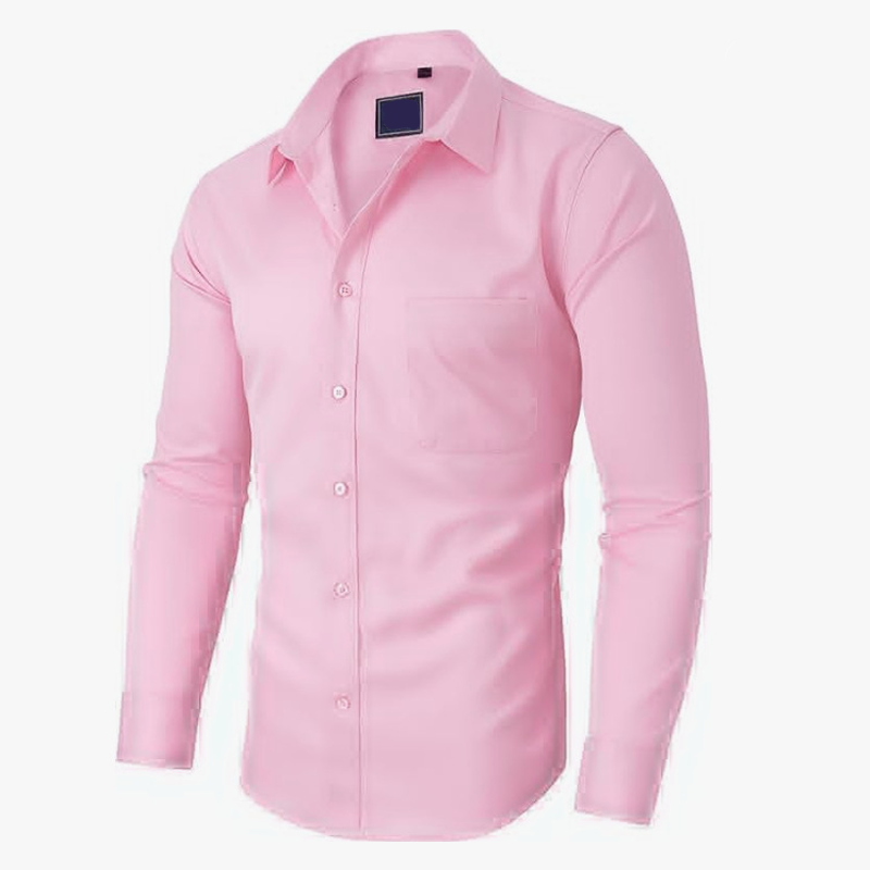 Solid color stain-resistant long-sleeved shirt