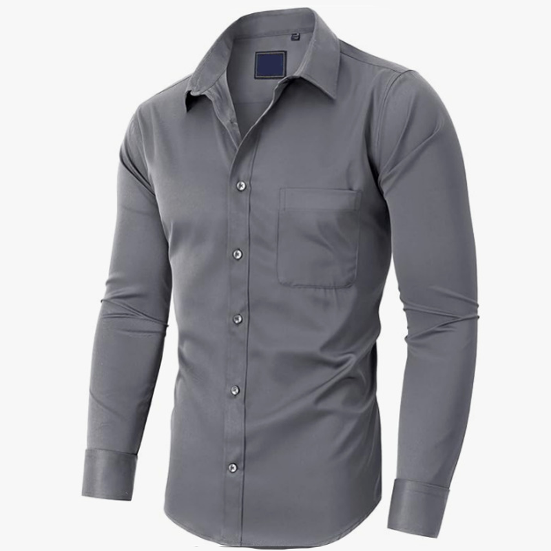 Solid color stain-resistant long-sleeved shirt