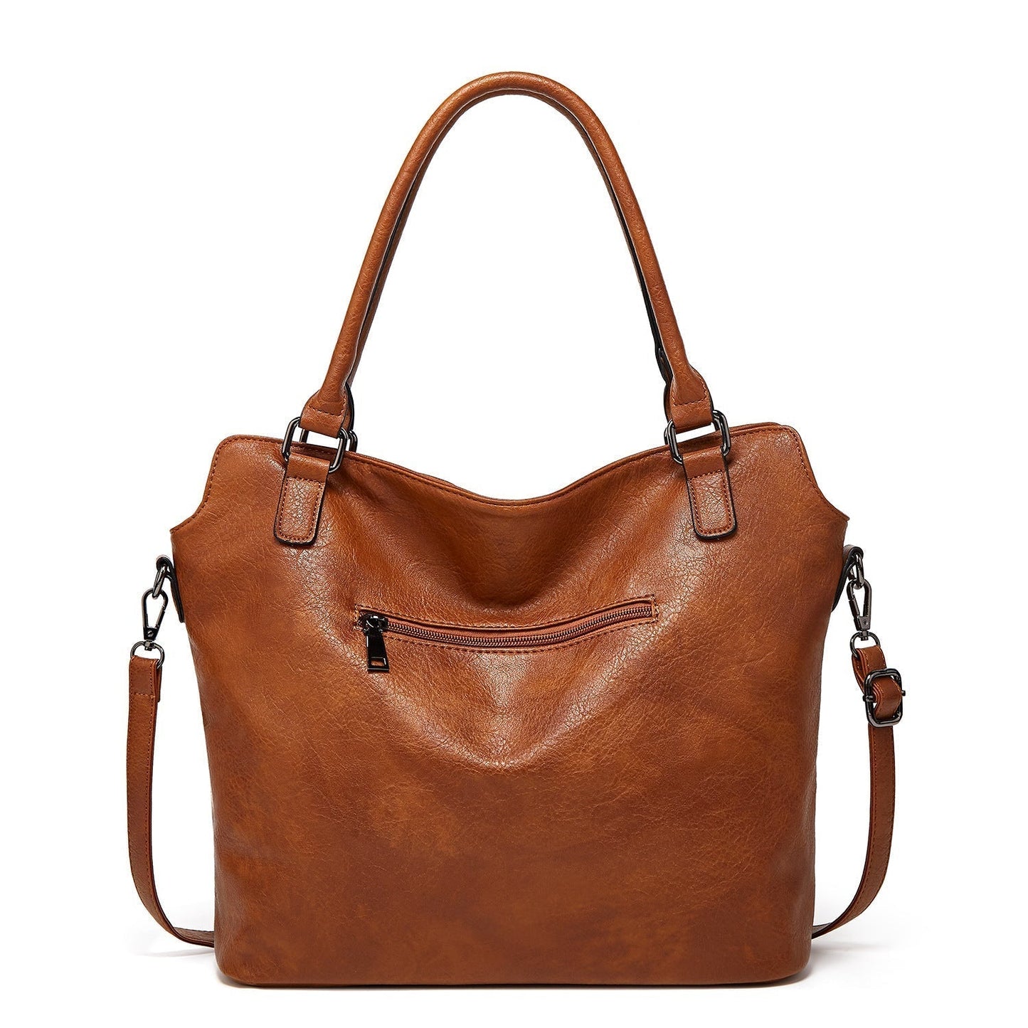 Faux leather shopper, stylish women's shoulder bag with a zipper, trendy wallet set