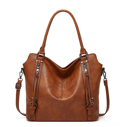 Faux leather shopper, stylish women's shoulder bag with a zipper, trendy wallet set