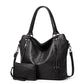 Faux leather shopper, stylish women's shoulder bag with a zipper, trendy wallet set