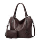 Faux leather shopper, stylish women's shoulder bag with a zipper, trendy wallet set