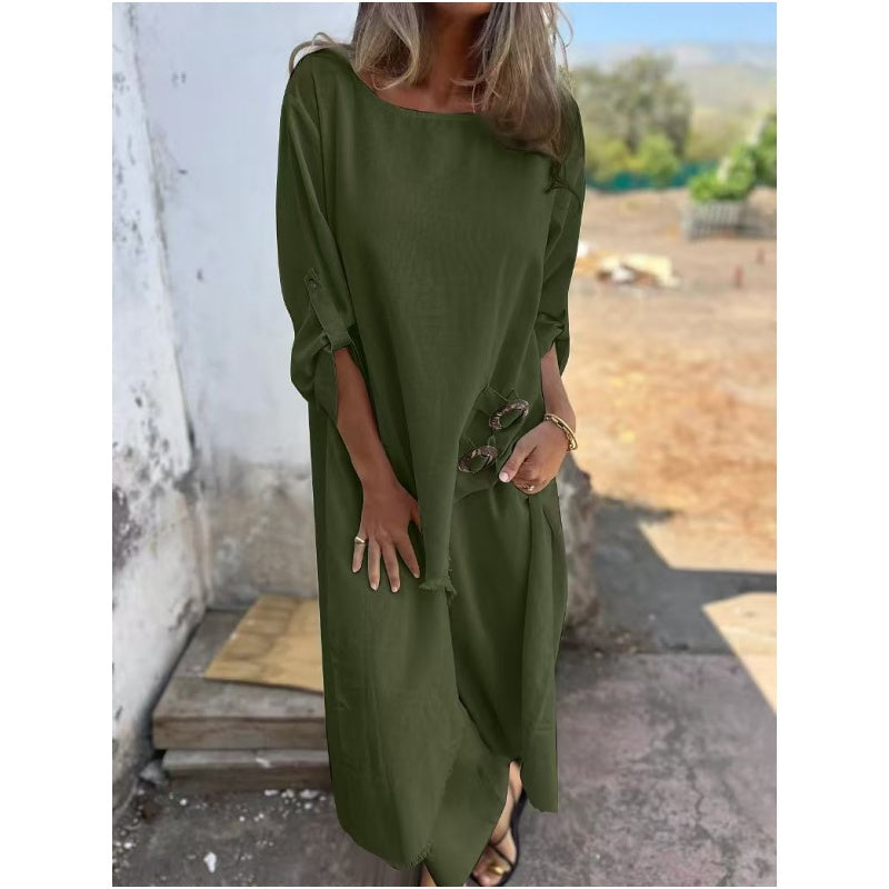 Women's Irregular Dress and Loose Fit Pants 2-Piece Set